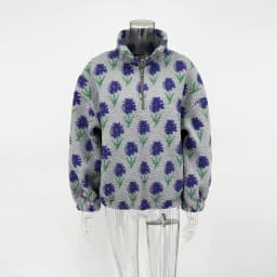 Ticketsx Women Printed Lamb Fur Hoodies Vintage Fashion Floral Contrast Loose Pullover Fall Winter Casual Street Office Hoodies