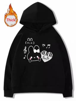 Women Thick Cute Cartoon Hoodies Fashion Long Sleeve Preppy Style Kawaii Tops Coat Fall Winter Sweet Female Warm Loose Pullover