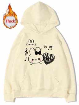 Women Thick Cute Cartoon Hoodies Fashion Long Sleeve Preppy Style Kawaii Tops Coat Fall Winter Sweet Female Warm Loose Pullover
