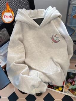 Thick Warm Stars Letter Hoodies Women Vintage Sweet Preppy Style Cute Sweatshirts Fall Winter Soft Long Sleeve Retro Kawaii Tops