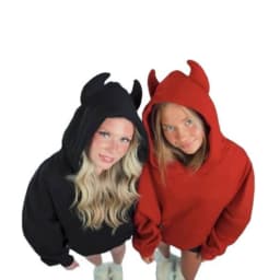Autumn/Winter New Arrivals Solid Color Hooded Streetwear Pullover with Cute Horn Design