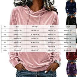 Women Velvet Hoodie Sweatshirt Long Sleeve Drawstring Hood Pocket Solid Velour Pullover Top Casual Soft Autumn Winter Streetwear