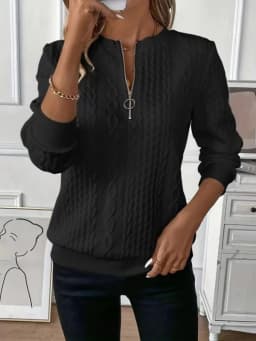Casual Long Sleeve Sweatshirt Loose Fit Japanese Korean Casual with Regular Length Half Open Neck Regular Sleeve Women Hoodie