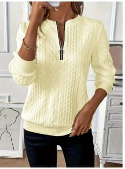 Casual Long Sleeve Sweatshirt Loose Fit Japanese Korean Casual with Regular Length Half Open Neck Regular Sleeve Women Hoodie