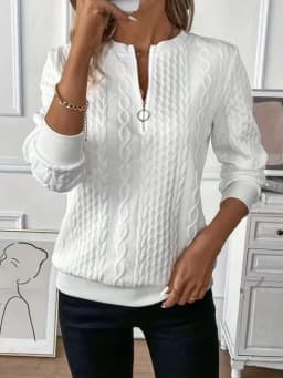 Casual Long Sleeve Sweatshirt Loose Fit Japanese Korean Casual with Regular Length Half Open Neck Regular Sleeve Women Hoodie