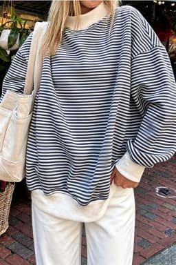 Casual Long Sleeve Hoodie Regular Length Western Style with Striped Mock Neck Pullover Women Sweatshirts for Autumn Streetwear