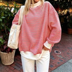 Casual Long Sleeve Hoodie Regular Length Western Style with Striped Mock Neck Pullover Women Sweatshirts for Autumn Streetwear