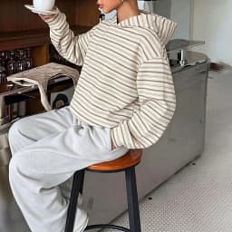 Oversized Sweatshirt Women Striped Hoodie Loose Long Sleeve Pullover Autumn New Fashion Lady's Commute Sport Cozy Versatile Top