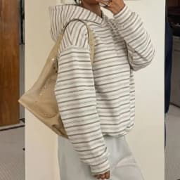 Oversized Sweatshirt Women Striped Hoodie Loose Long Sleeve Pullover Autumn New Fashion Lady's Commute Sport Cozy Versatile Top