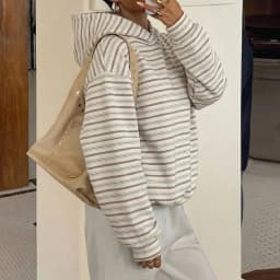 Oversized Sweatshirt Women Striped Hoodie Loose Long Sleeve Pullover Autumn New Fashion Lady's Commute Sport Cozy Versatile Top
