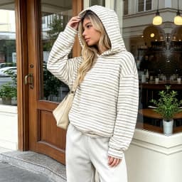 Oversized Sweatshirt Women Striped Hoodie Loose Long Sleeve Pullover Autumn New Fashion Lady's Commute Sport Cozy Versatile Top