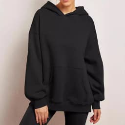 Casual Hoodie Pocket Loose Fit Streetwear with Street Style Mid Length Regular Thickness Hooded Autumn Long Sleeve Women Hoodie