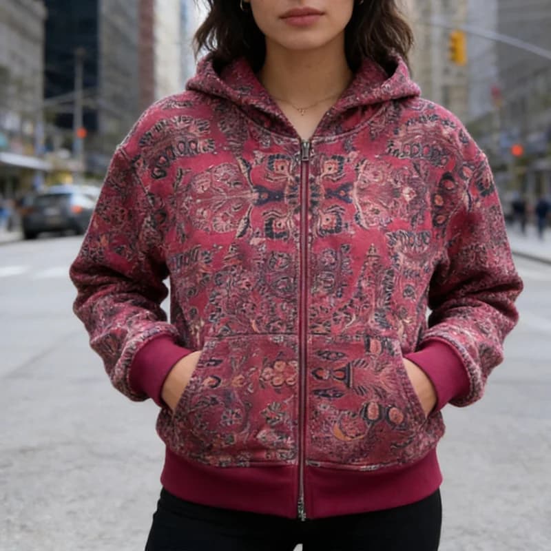 Fashion Harajuku Long Sleeve Zipper Sports Coat American INS Floral High Street Cool Y2K Trend Autumn Winter Loose Joker Hoodies