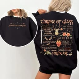 Throne of Glass Book Sided Sweatshirt Aelin Galathynius The Thirteen Inspired Sjm Merch Fantasy Reader Apparel Matching Hoodies