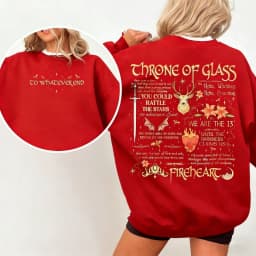Throne of Glass Book Sided Sweatshirt Aelin Galathynius The Thirteen Inspired Sjm Merch Fantasy Reader Apparel Matching Hoodies