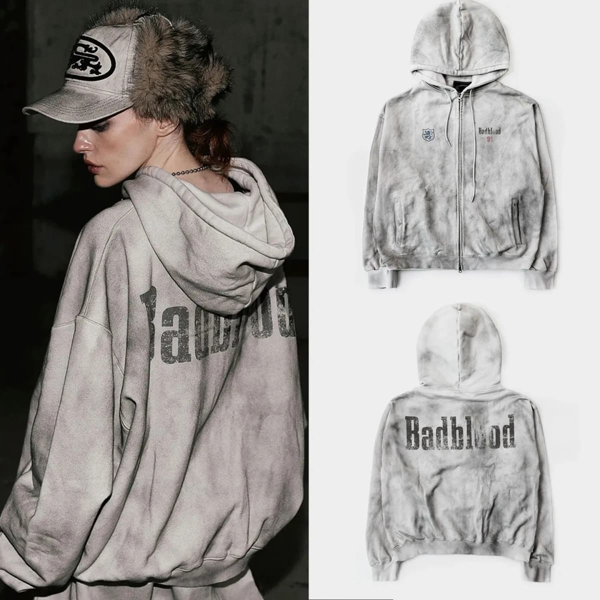 Washed Vintage Loose Hoodie Women's American Style Casual Sportswear Outerwear Long Sleeve Zipper Closure Regular Fit