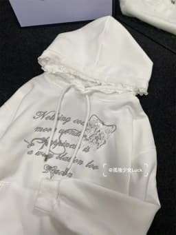 Sweet Lace Splicing College Style Embroidered Hoodie Women Clothing Autumn/Winter Plush Korean Chic Casual Sweatshirt Women Top