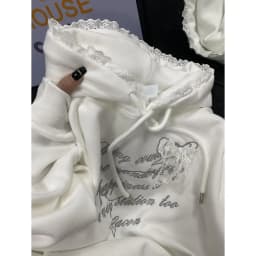 Sweet Lace Splicing College Style Embroidered Hoodie Women Clothing Autumn/Winter Plush Korean Chic Casual Sweatshirt Women Top