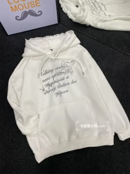 Sweet Lace Splicing College Style Embroidered Hoodie Women Clothing Autumn/Winter Plush Korean Chic Casual Sweatshirt Women Top