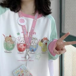 Cute Mikko Cartoon Print round Ne Sweatirt Pink Splice Long Sve Loose Slimming Thiened Versatile Top for Autumn