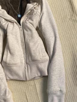 American Retro Gray Letter Embroidered Hooded Hoodie Women Y2k Casual Slim Fit Sweatshirt Autumn Winter Sweet Fashion Coat New