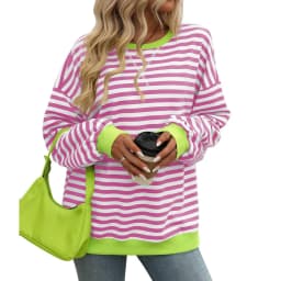 Striped Loose Fit Hoodie Mid Length Hip Hop with Long Sleeve Pullover Regular Sleeve Streetwear Plaid Autumn Women Sweatshirts