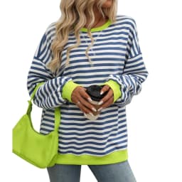 Striped Loose Fit Hoodie Mid Length Hip Hop with Long Sleeve Pullover Regular Sleeve Streetwear Plaid Autumn Women Sweatshirts