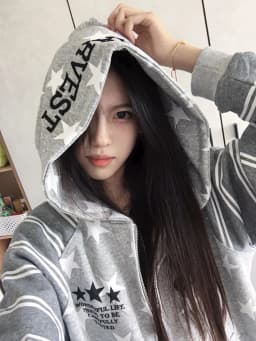 Aoaiiys Star Print Hoodies Women Streetwear Y2k Zipper Hoodie Embroidery Letter Streetwear Hooded Striped Patchwork Sweatshirts