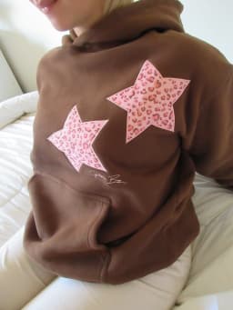 2025 European and American Star Embroidered Hooded Versatile Loose Casual Pullover Hoodie