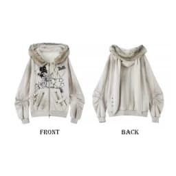 REDDACHiC Kawaii Bunny Ear Hoodies Jacket Women Thick Fleece Lined Zip Up Fuzzy Hooded Graphic Top Grunge Y2k Aesthetic Clothes