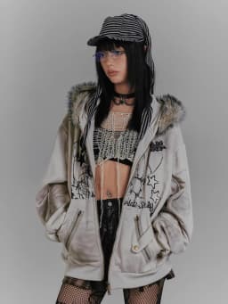 REDDACHiC Kawaii Bunny Ear Hoodies Jacket Women Thick Fleece Lined Zip Up Fuzzy Hooded Graphic Top Grunge Y2k Aesthetic Clothes