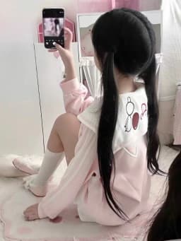 Japanese Sweet Cartoon Embroidery Hoddies Women Preppy Style Kawaii Fasion Hoody Jacket Y2k Aesthetic Grunge Pocket Sweatshirt