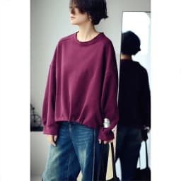 R7151C Artistic Retro Brushed Drawstring Round Neck Pullover Loose Batwing Sleeve Short Sweatshirt for Women Autumn