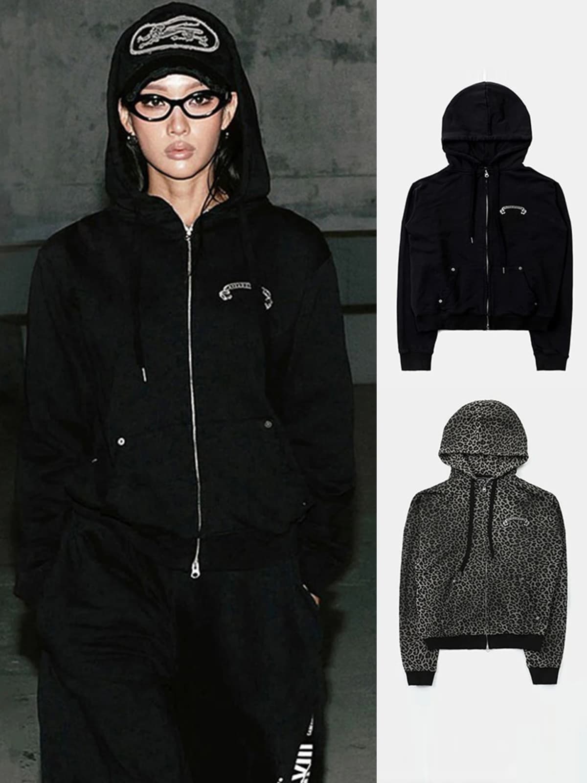 American Style Retro Hoodie Women's Loose Casual Sports Outerwear Short Trendy Top Zipper Closure Long Sleeve Color