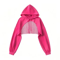 Women's Slim Fit Mesh Hoodie Hollow out Dance Streetwear Short Length Versatile Fashionable Belly Baring Hoodie