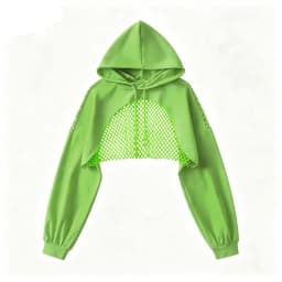 Women's Slim Fit Mesh Hoodie Hollow out Dance Streetwear Short Length Versatile Fashionable Belly Baring Hoodie