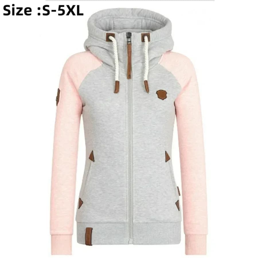 New 2026 Women's Casual Hoodies Jacket Zipper Mixed Colors Ladies' Coats Tops Casual Sweatshirt Hoodies Large Size Women Clothes