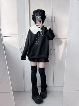 Japanese Style Subculture Cute Sweet Girl Pullover Solid Y2k Women Autumn Loose Casual Fashion Hoodie Sweatershirt