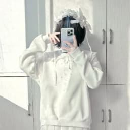 Japanese Style Subculture Cute Sweet Girl Pullover Solid Y2k Women Autumn Loose Casual Fashion Hoodie Sweatershirt