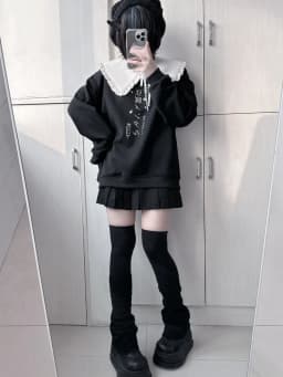 Japanese Style Subculture Cute Sweet Girl Pullover Solid Y2k Women Autumn Loose Casual Fashion Hoodie Sweatershirt