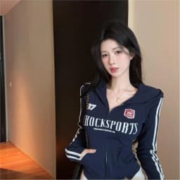 American Hot Girl Design Hoodie Jacket Women's Autumn Striped Long Sleeve Open Cardigan T-shirt Fashion Letter Print Top