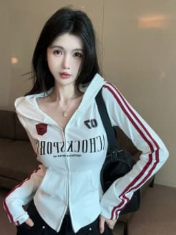American Hot Girl Design Hoodie Jacket Women's Autumn Striped Long Sleeve Open Cardigan T-shirt Fashion Letter Print Top