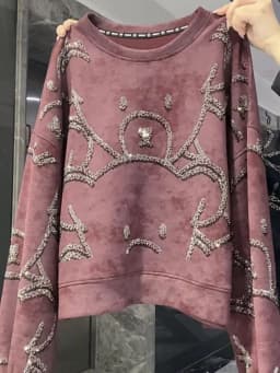 Heavy Duty Rhinestone round Neck Sweatshirt Women's Loose Long Sleeve Spring Autumn New Style Korean Version Age Reduction De...