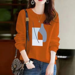 Afashion plus Size Pure Cotton Long Sve Women's Sweatirt Spring Autumn Faion Slimming Casual Versatile round Ne Comfortable Fit