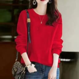 Afashion plus Size Pure Cotton Long Sve Women's Sweatirt Spring Autumn Faion Slimming Casual Versatile round Ne Comfortable Fit
