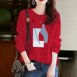 Afashion plus Size Pure Cotton Long Sve Women's Sweatirt Spring Autumn Faion Slimming Casual Versatile round Ne Comfortable Fit