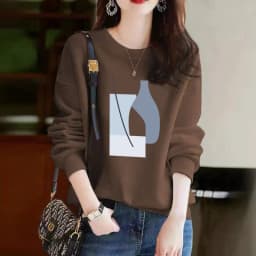 Afashion plus Size Pure Cotton Long Sve Women's Sweatirt Spring Autumn Faion Slimming Casual Versatile round Ne Comfortable Fit