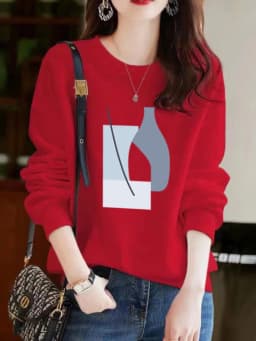 Afashion plus Size Pure Cotton Long Sve Women's Sweatirt Spring Autumn Faion Slimming Casual Versatile round Ne Comfortable Fit
