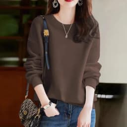 Afashion plus Size Pure Cotton Long Sve Women's Sweatirt Spring Autumn Faion Slimming Casual Versatile round Ne Comfortable Fit