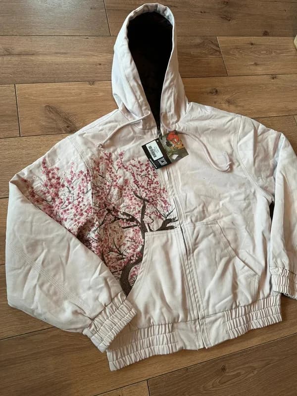 Harajuku Cherry Blossom Embroidered Hoodies Flower Tree Pattern Street Style Hooded Y2k Jacket Mens Womens Zipper Jackets